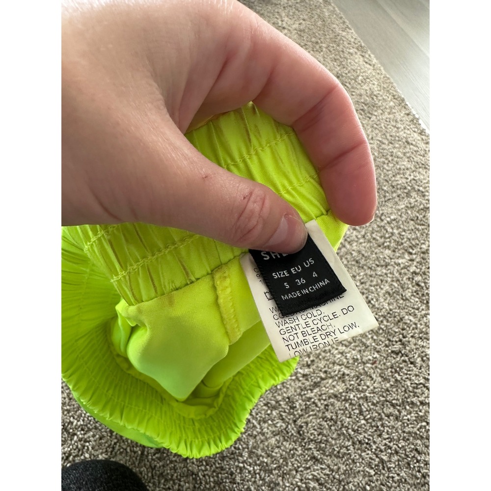 Neon Yellow Shein Running Shorts‎ Athletic Gym Workout Activewear Sportswear - Picture 3 of 5